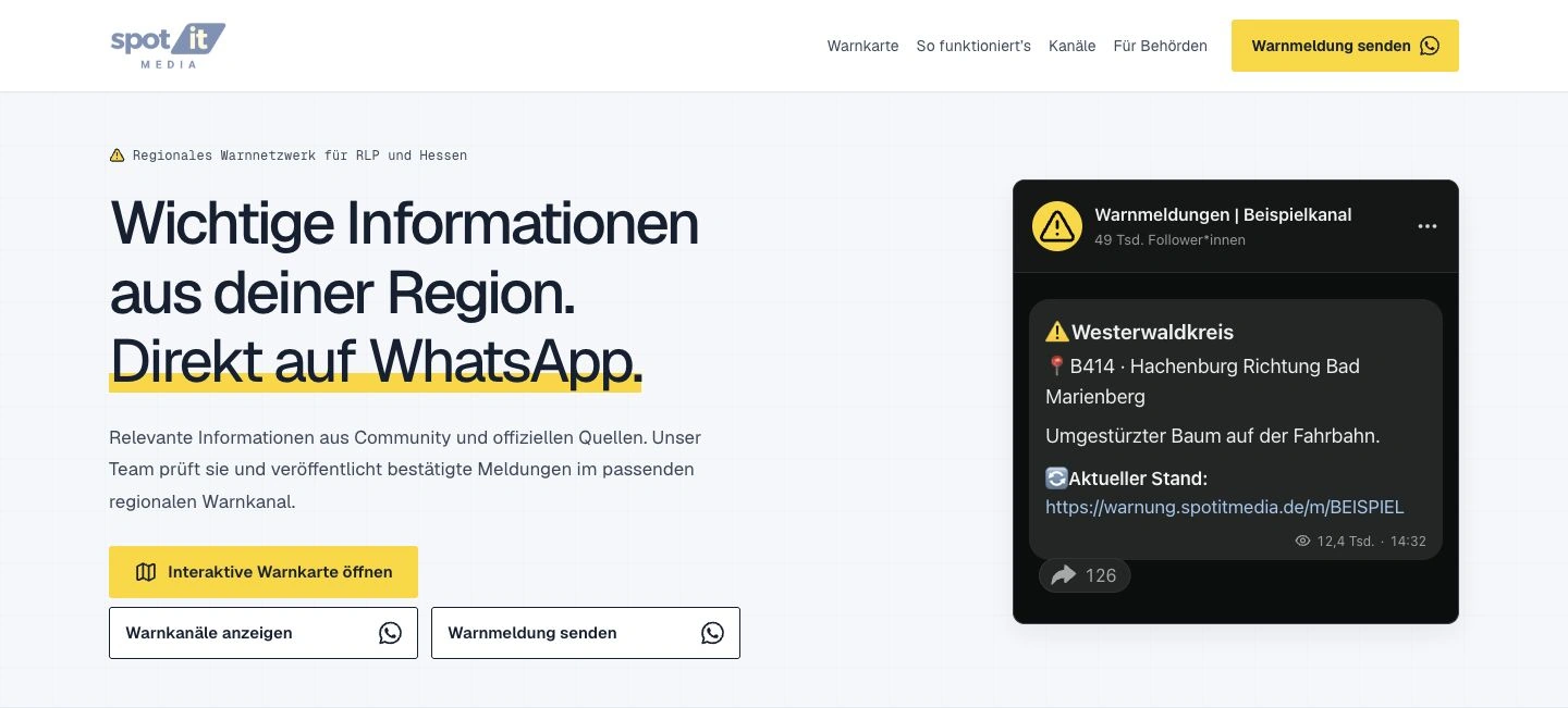 Startseite des Warnnetzwerks